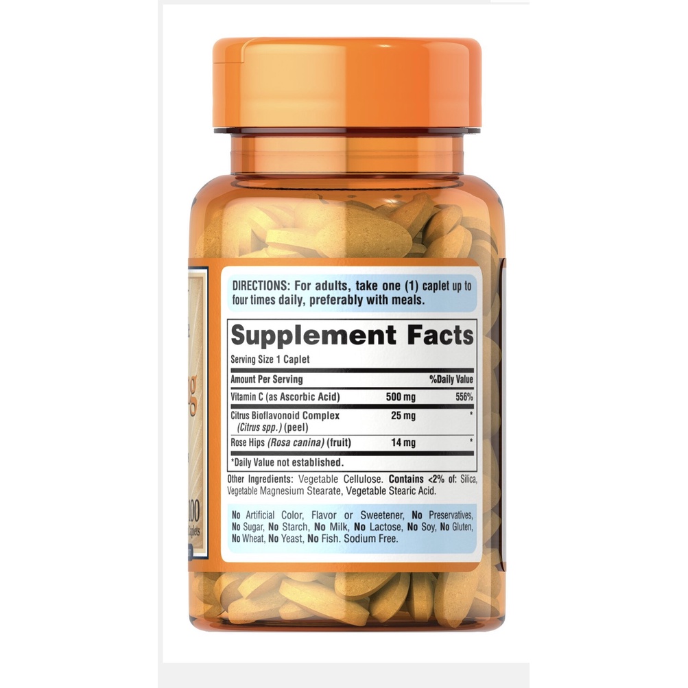 Viên Bổ Sung Vitamin C làm đẹp da 500mg-1000mg Puritan's Pride 100 viên