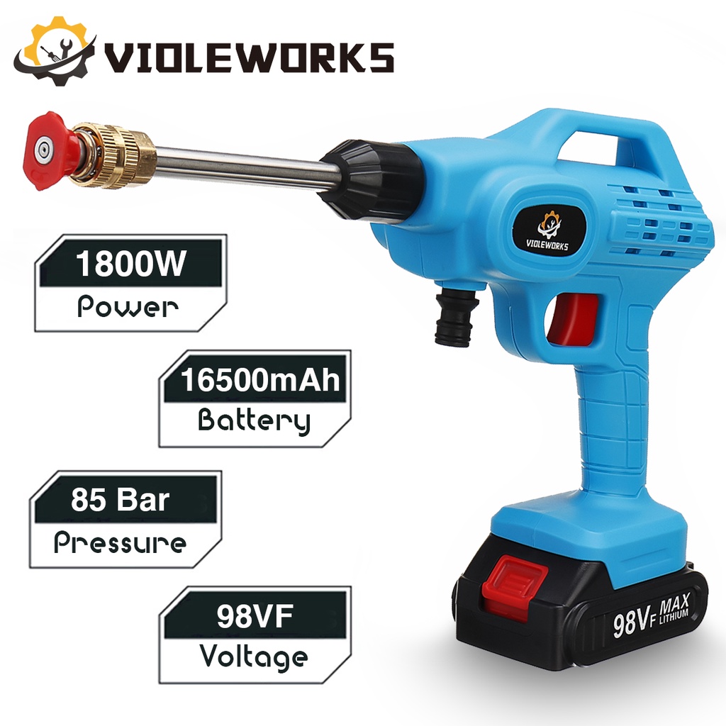 Máy rửa xe áp suất cao 1800w 85bar súng máy rửa xe điện không dây cầm tay cho pin makita 18v
