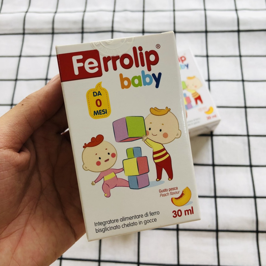 [Lọ 30ml] Sắt Siro Ferrolip Baby Vị Đào Thơm Ngon Cho Bé