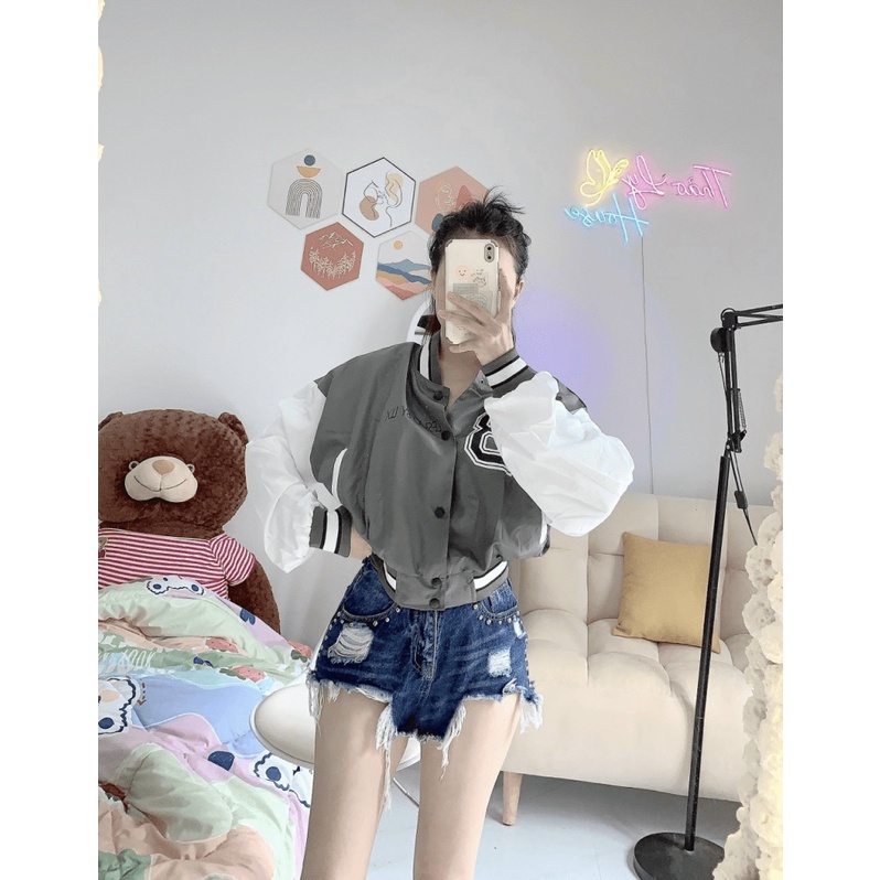 [ HÌNH THẬT 100% ] ÁO KHOÁC BOMBER NỮ CHẤT DÙ 2 LỚP FORM SIÊU CHUẨN HOT