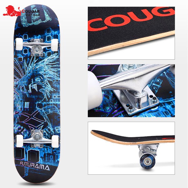 lTẶNG Túi dựng ván trượt+BỘ DỤNG CỤ| Ván trượt Skateboard gỗ Maple cao cấp 9 lớp ép, chính hãng Cougar MH3108 BBTGLOBAL