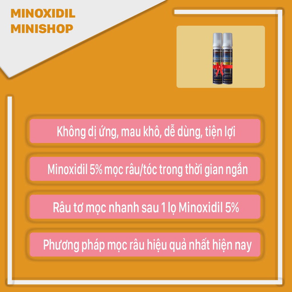 Minoxidil 5% Dạng Bọt Mọc Râu Tóc Kirkland Mỹ Combo 2 Lọ
