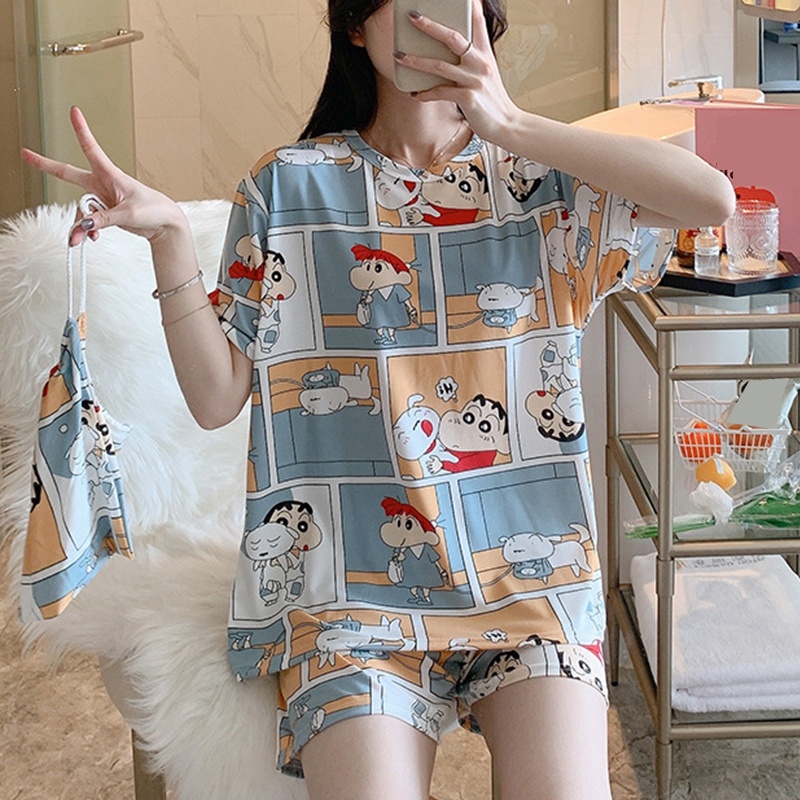 Bộ Đồ Ngủ Ngắn Tay Họa Tiết Hoạt Hình Anime Cho Nữ