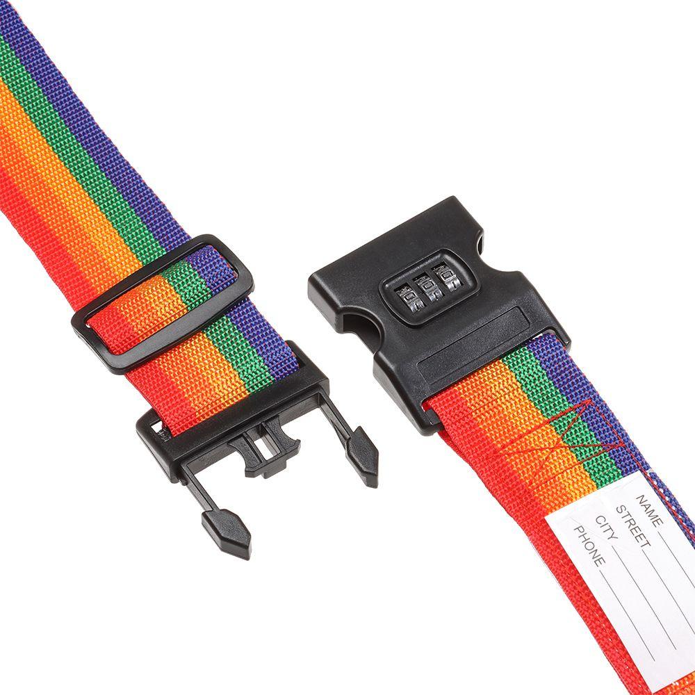 JUNE Durable Luggage Packing Belt 2M Length Outdoor Camping Tool Cargo Tie Nylon Rainbow Sleeping Bag Tighten Release Buckle Travel Tied Kits