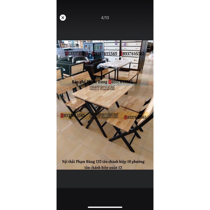 Bộ bàn ghế quán ăn,bàn ghế quán nhậu(60x120)