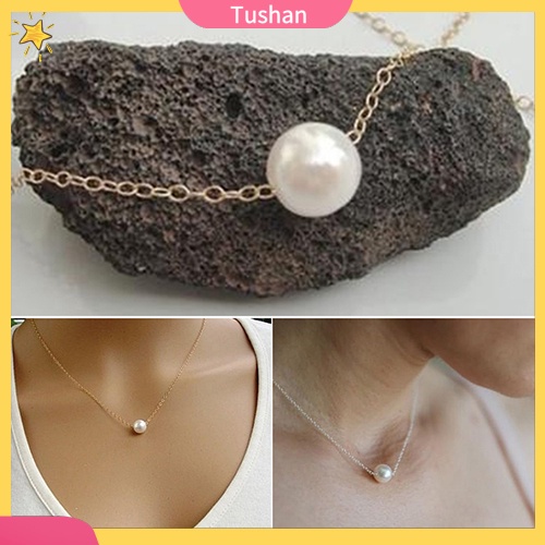 Vòng cổ ngọc trai giả màu vàng/bạc bằng hợp kim