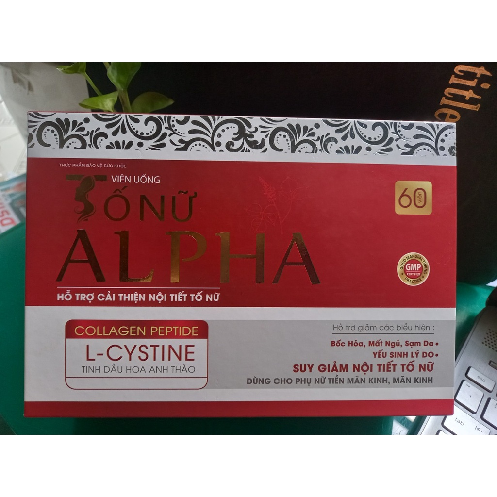 Viên uống Tố nữ ALPHA_HỖ TRỢ CẢI THIỆN NỘI TIẾT TỐ NỮ, collagen peptide, L-cystine, tinh dầu hoa anh thảo