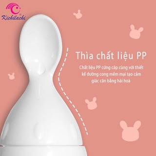 Bình thìa ăn dặm silicon cho bé Kichilachi 125ml có vạch chia ml tiện dụng