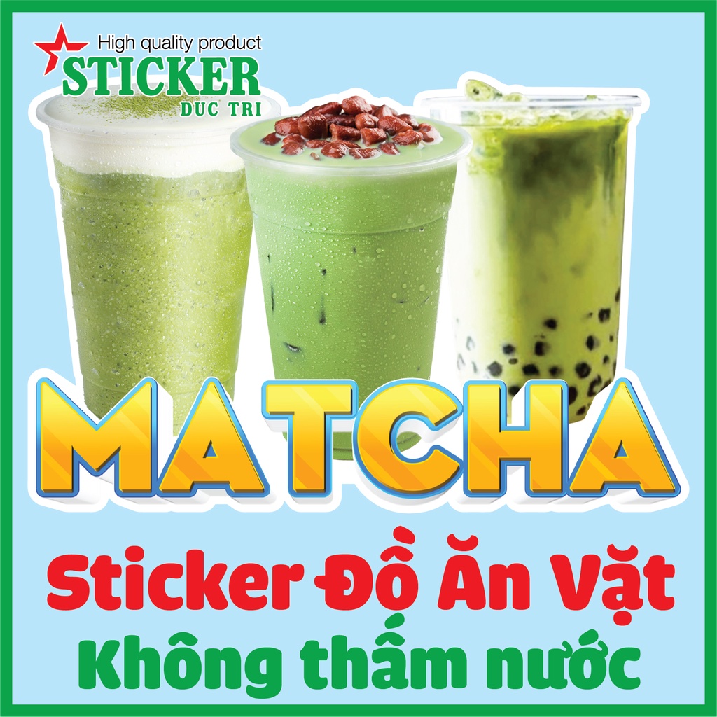 Sticker miếng dán hình Cà Phê, Chanh Dây, Đá Me, Milo Dầm, Nước giải khát... dùng để trang trí quán.