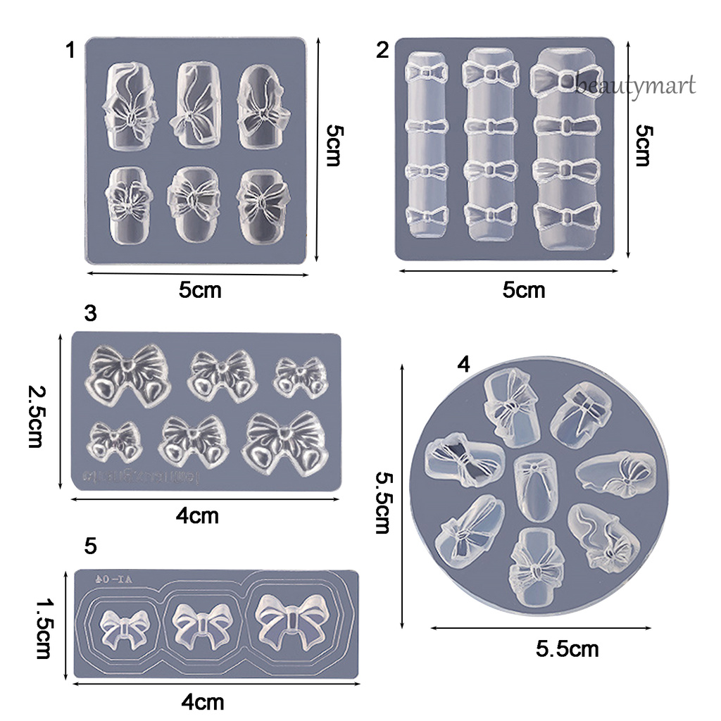 [Hàng mới về] Khuôn Tạo Hình Trang Trí Móng Hình Nơ 3D Bằng silicon Có Thể Tái Sử Dụng