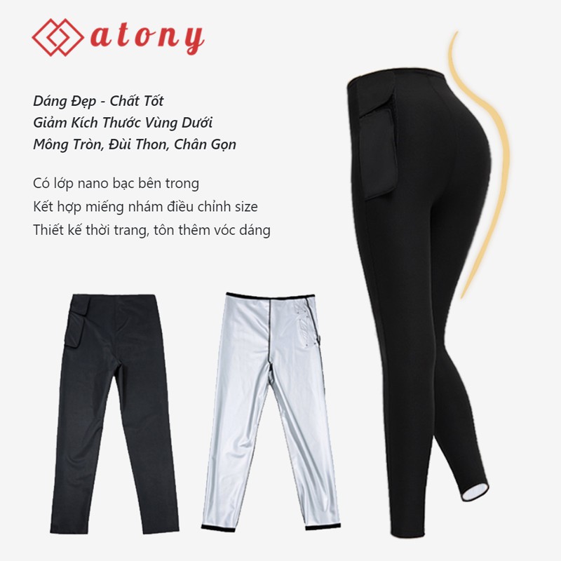 Quần Áo Đổ Mồ Hôi Tan Mỡ Bụng Chính Hãng ATONY, Tráng Bạc Nano -Set 3:Áo Khoác Dài Ko Mũ + Áo Ngực + Quần Giảm Mỡ