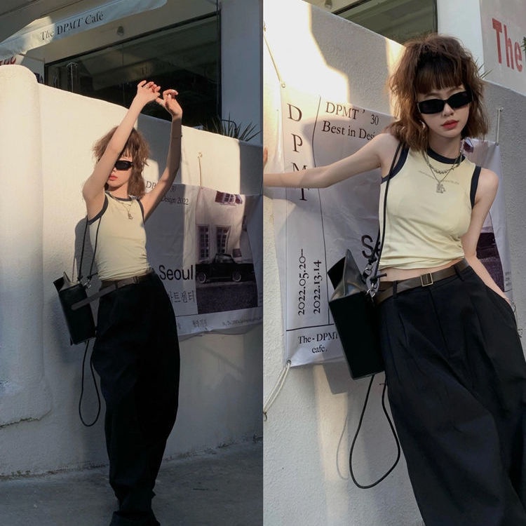 ✒Áo Sát Nách 100% Cotton Ôm Dáng Không Đường May In Chữ Rosaringwild Roaring Beast