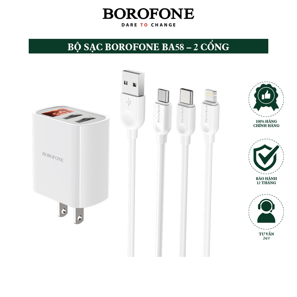 Bộ sạc 2 cổng Borofone BA58 - AK Mobile