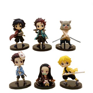 3pcs/set Demon Slayer Kimetsu no Yaiba Q posket Kamado Tanjirou Nezuko Zenitsu Giyuu Inosuke Action Figure Model Collection Doll Toys