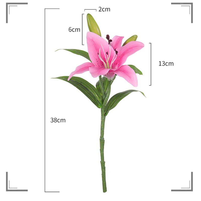 cành hoa lily 38cm trang trí tết ( 1 bông 2 nụ) giống y hoa thật