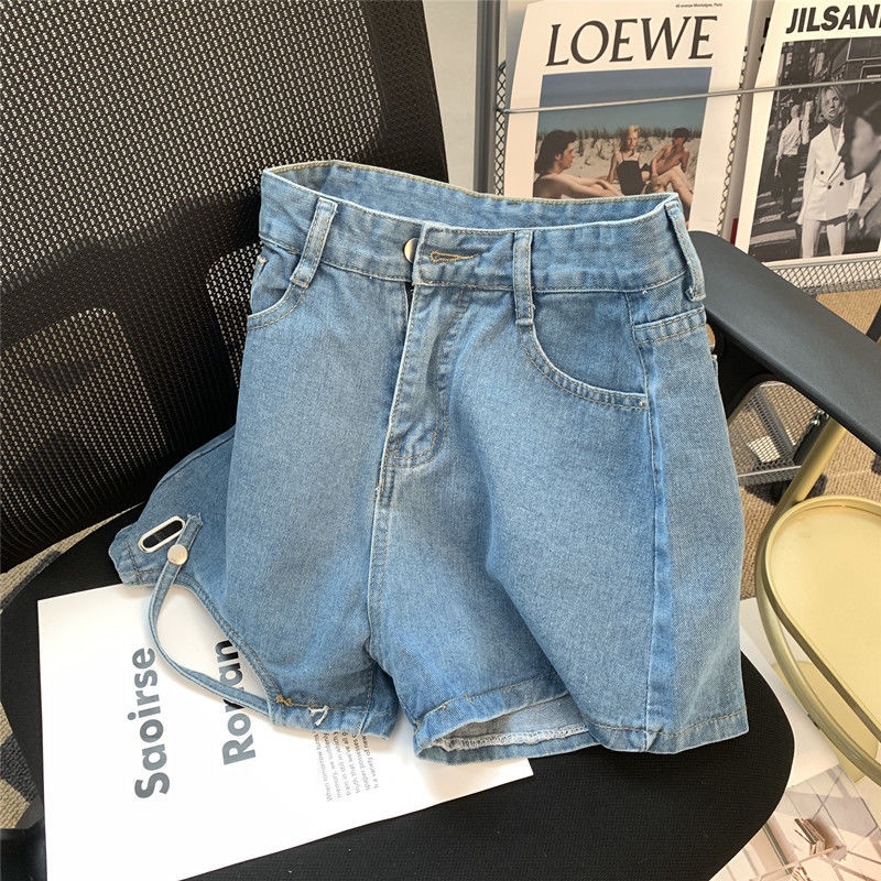 Quần Short denim Lưng Cao Ống Rộng Thời Trang Mùa Hè Mới Cho Nữ