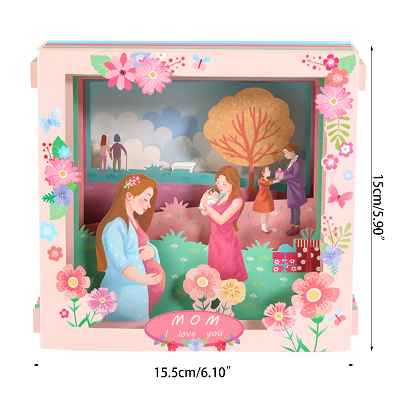 Hộp Giấy Chạm Khắc Chữ I Love You Mom 3D Dùng Để Trang Trí Thiệp Chúc Mừng Ngày Của Mẹ