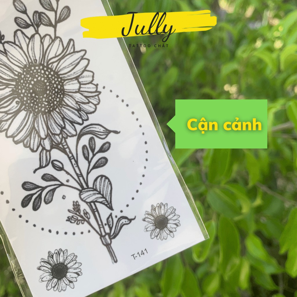 Hình xăm dán hoa hướng dương mini JULLY Tattoo chất, xăm tạm thời 15 ngày chống nước tặng kèm 1 miếng tẩy xăm đơn từ 20k