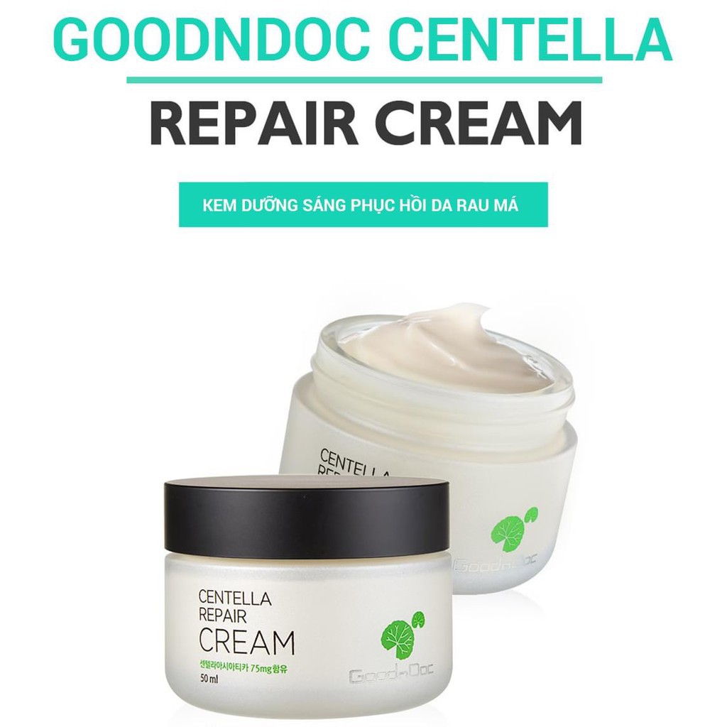 <HÀNG CHÍNH HÃNG> Goodndoc Centella Repair Cream 50ml kem dưỡng tái tạo, phục hồi da từ rau má giúp da trắng sáng