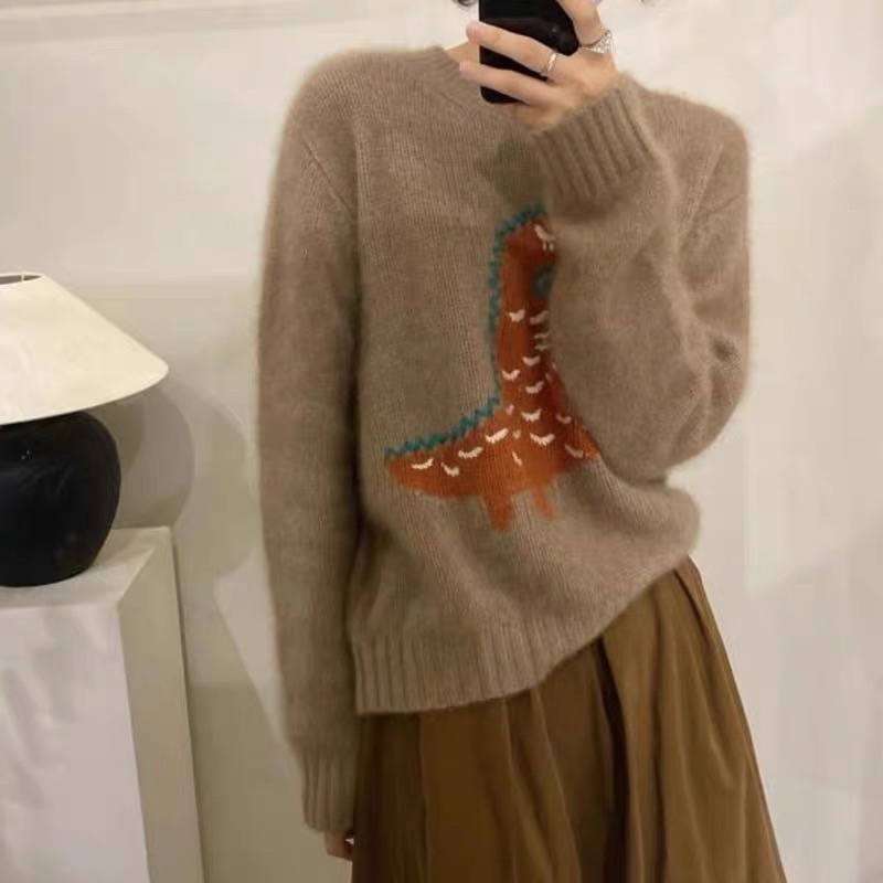 Áo len lông dày dặn nâu vintage kèm feedback thật