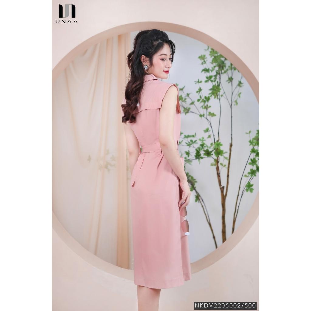 Đầm Nữ Dáng Suông NK Fashion Cổ Sơ Mi Kèm Đai Rời Túi Vuông, Chất Thô Nhập Hàn Cao Cấp Dày Dặn NKDV2205002