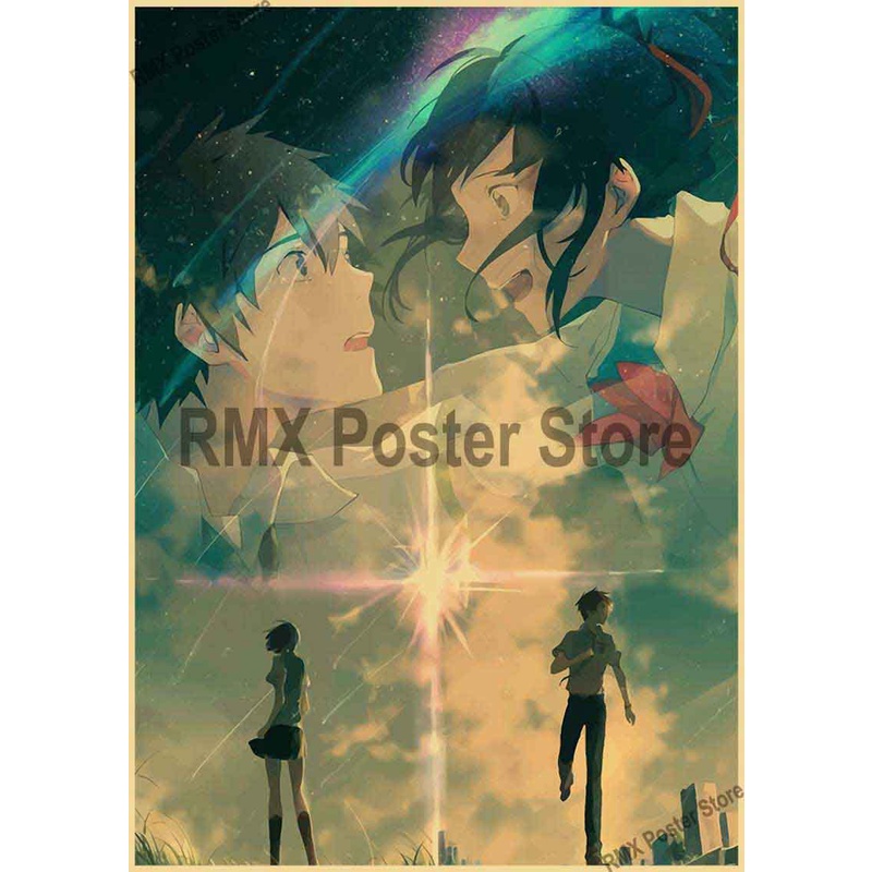 Poster Phim Your Name Dán Tường Trang Trí Phòng Khách / Quán Bar Phong Cách Retro
