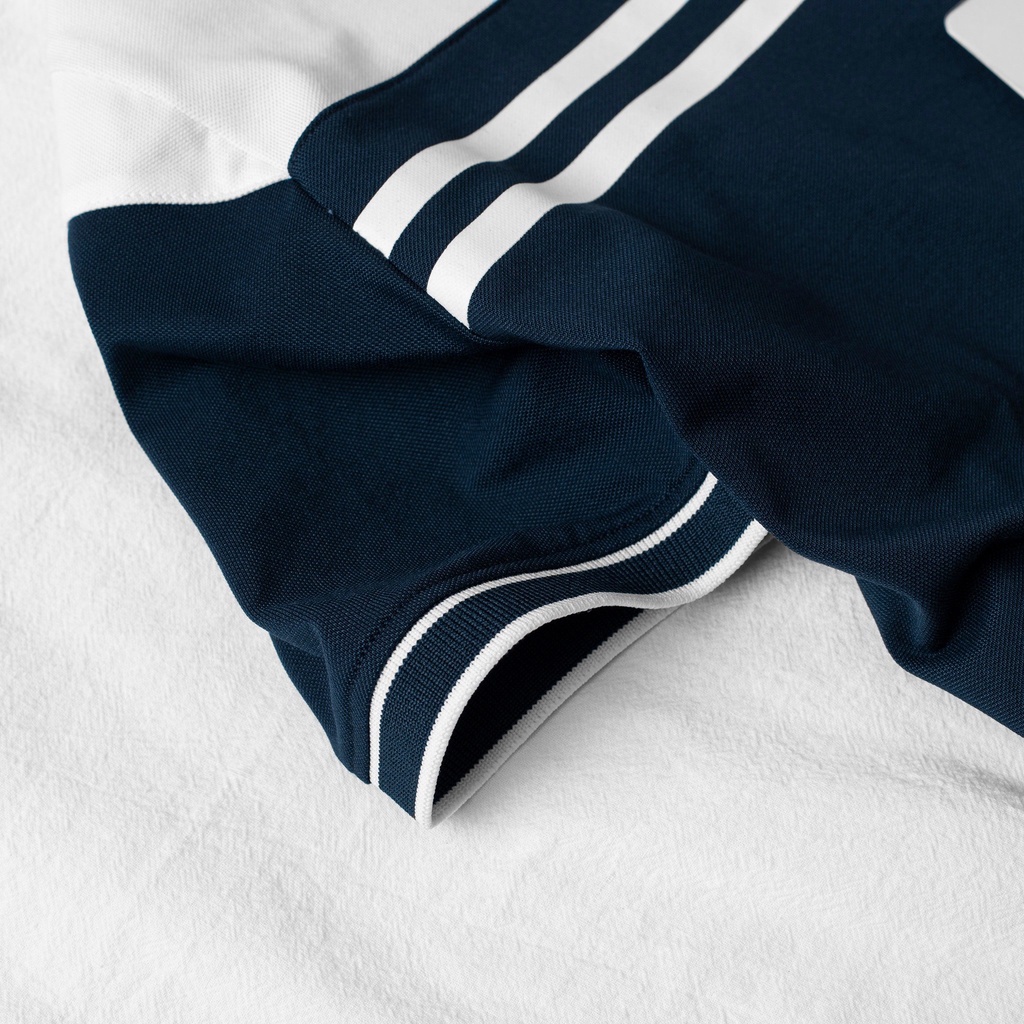 Áo POLO NAM xanh than phối kẻ thun trơn cổ bẻ co dãn 4 chiều, form chuẩn, full size