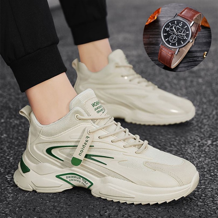 Giày Thể Thao Nam Sneaker Live Running Độn Gót Cao Cấp Tặng Kèm Đồng Hồ Nam