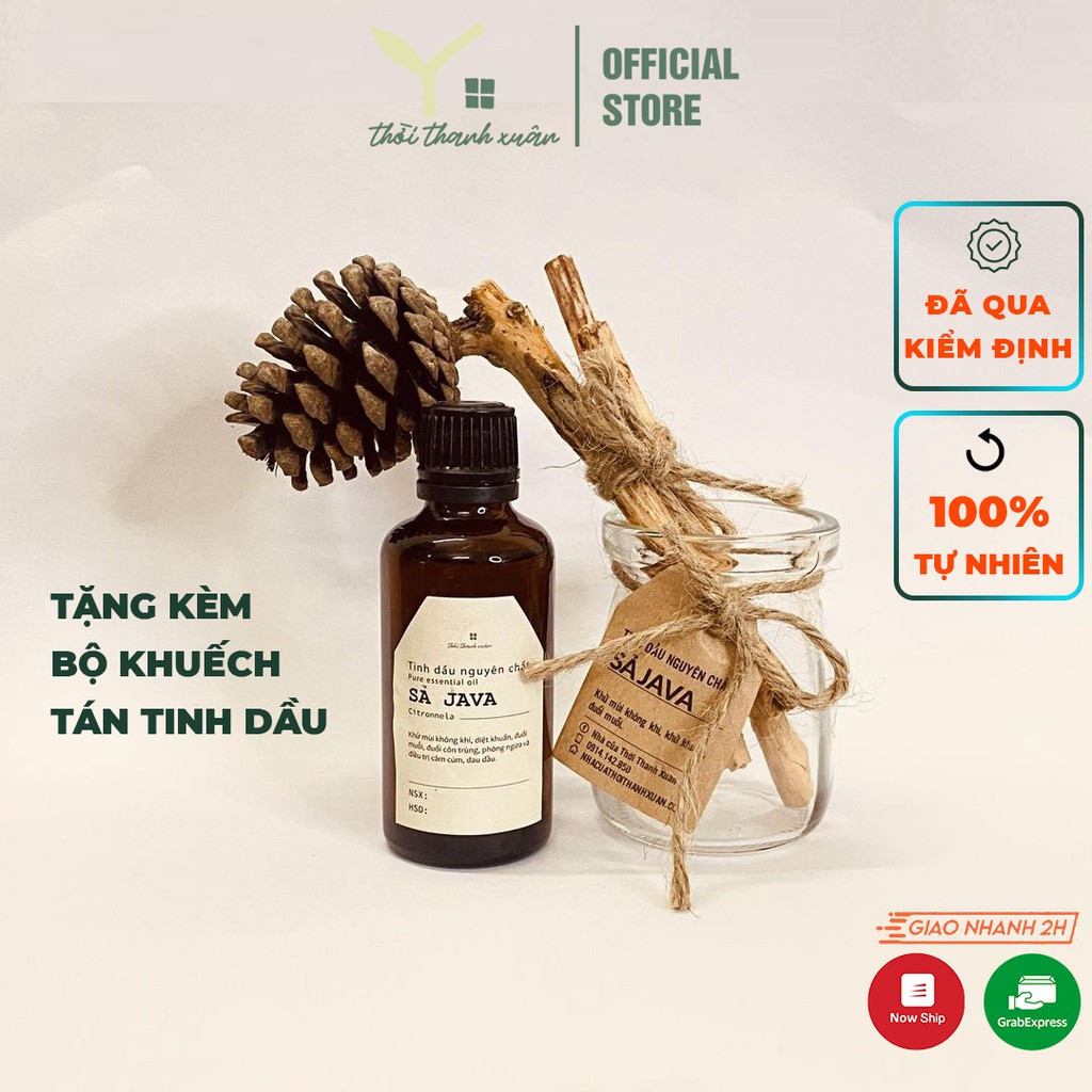 Tinh dầu khử mùi phòng Youth Home Tinh dầu Sả Java TẶNG KÈM Bộ khuếch tán tinh dầu bằng Gỗ thông Đà Lạt (TRỊ GIÁ 92K)