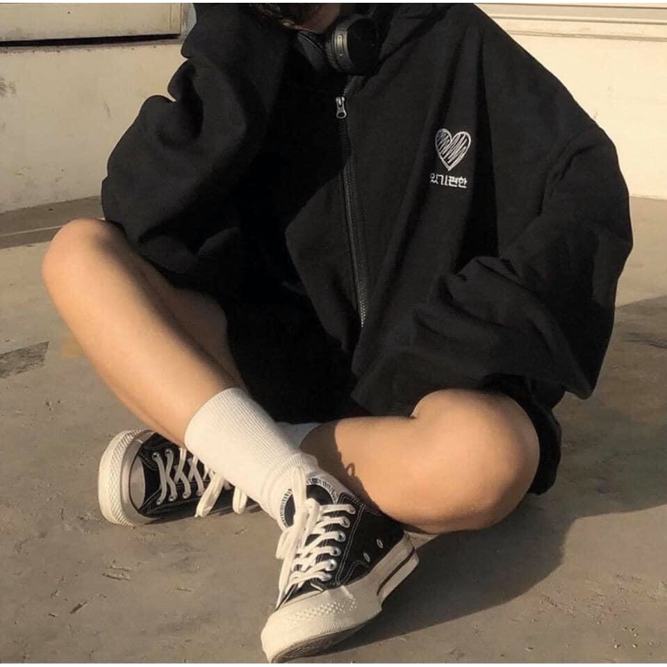 Áo khoác Hoodie nỉ nam nữ form rộng Heart Korea Freesize mặc vừa từ 40-65kg Molly Fashion | BigBuy360 - bigbuy360.vn