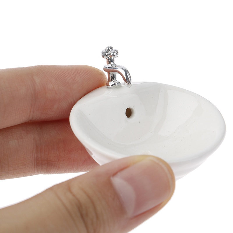 Chậu Rửa Mặt Bằng Gốm Tỉ Lệ 1: 12 Trang Trí Nhà Búp Bê