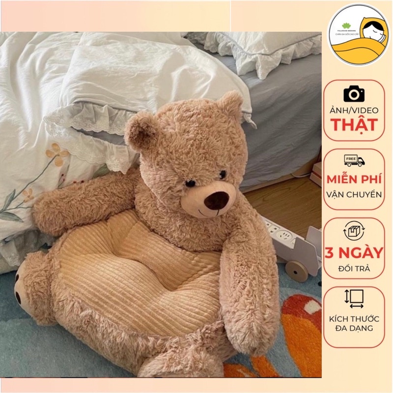 Ghế Bệt Gồi Hình Gấu Teddy Vải Nhung Co Dãn Bông Siêu Ấm Hàng Nhập Khẩu Cao Cấp