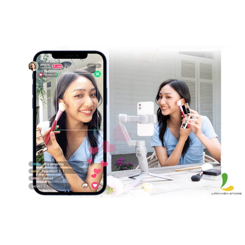 Combo Gimbal HOSAN Zhiyun Smooth Q3 - Tay cầm chống rung cho điện thoại trang bị đèn LED