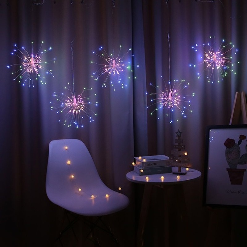 Dây Đèn LED 500 Bóng Hình Pháo Hoa Nhiều Màu Sắc Trang Trí Không Gian