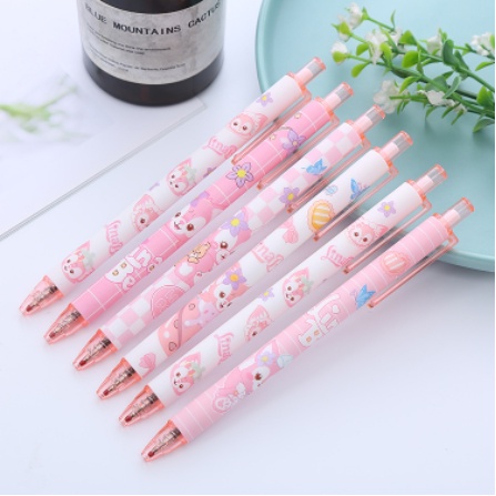 Bút Bi Bấm Màu Đen Ngòi 0.5mm Hình Hoạt Hình Dễ Thương Được Chọn Mẫu