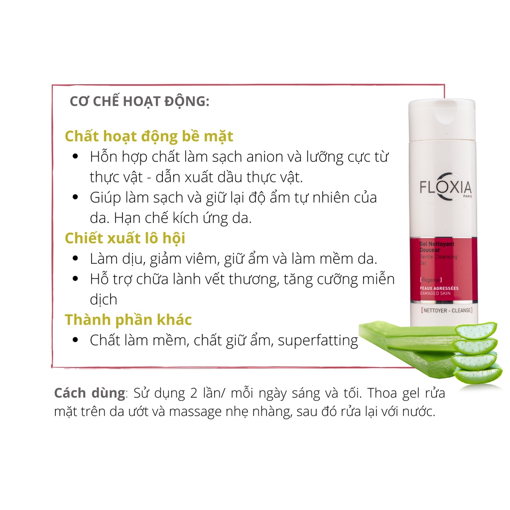 Gel rửa mặt FLOXIA GENTLE CLEANSING GEL 200ml làm sạch dịu nhẹ và bảo vệ da