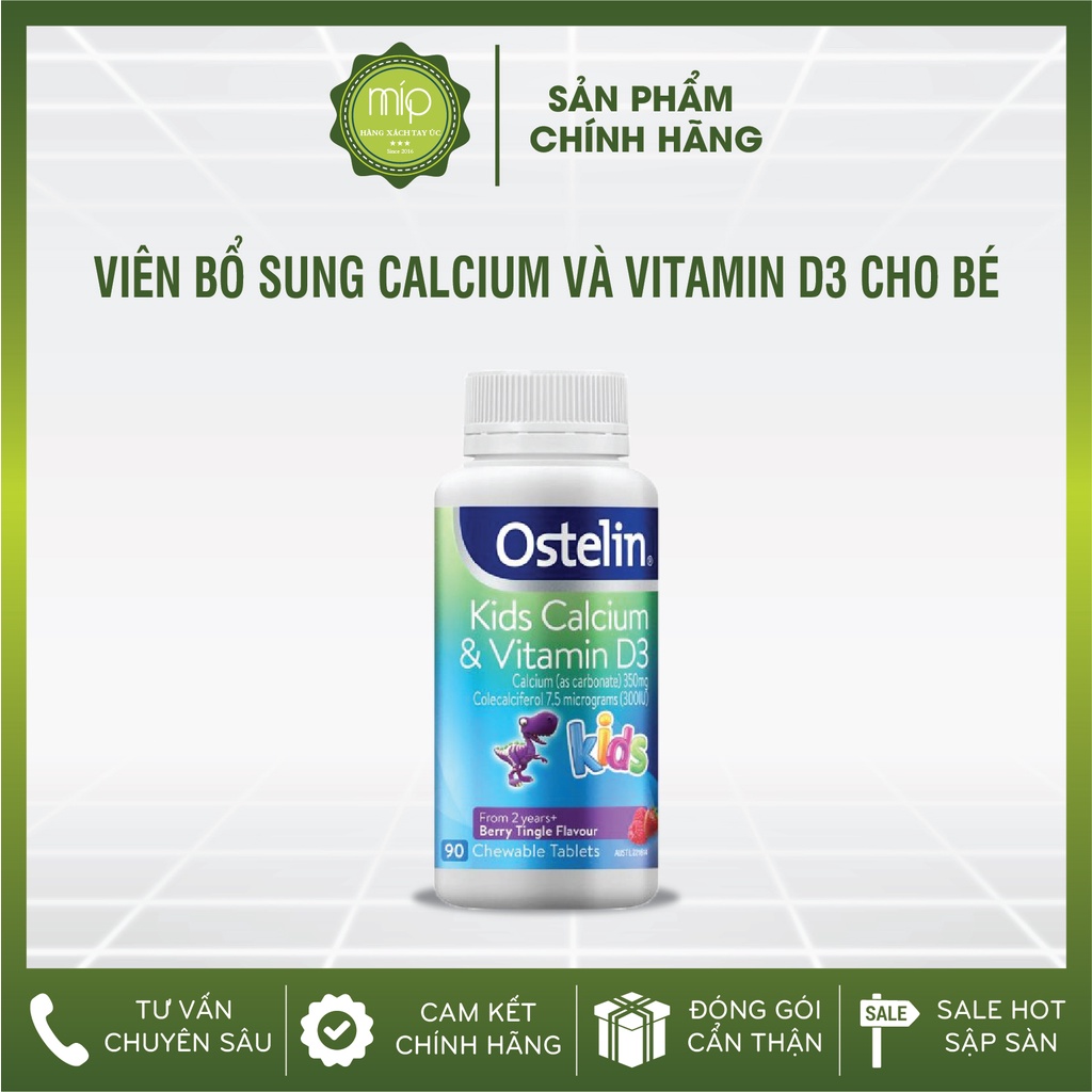 Viên Calcium Ostelin Kids Vitamin D3 Bổ Sung Canxi Và Vitamin D cho bé -  90 viên