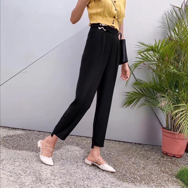 Quần Baggy Nữ Phối Cạp Móc Siêu Hot