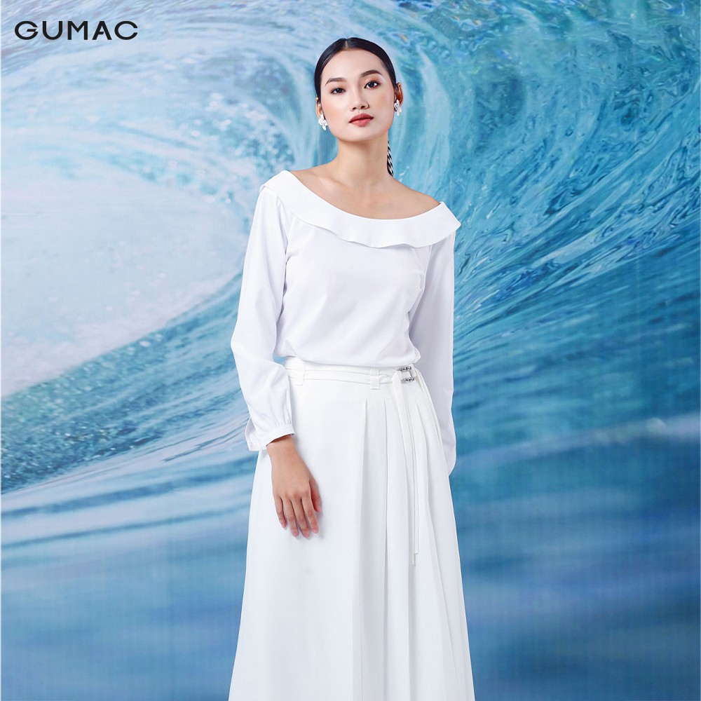 [MISSGU] Áo suông nữ cổ thuyền GUMAC màu trắng, đủ size sang trọng thanh lịch AA1297