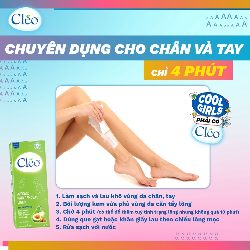 Kem Bơ Tẩy Lông Dạng Sữa Dành Cho Mọi Loại Da Avocado Hair Removal Lotion Cléo 90ml