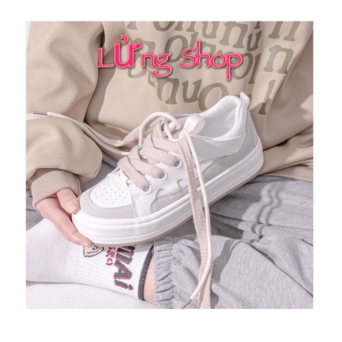 Giày thể thao nữ đế bằng WARRIO ,Giày Sneaker nữ Lửng Shop  đế siêu êm dáng basic cao 3 phân