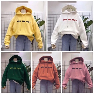 Áo hoodie nỉ oversize thêu wHo Are You M175[Kèm hình thật]