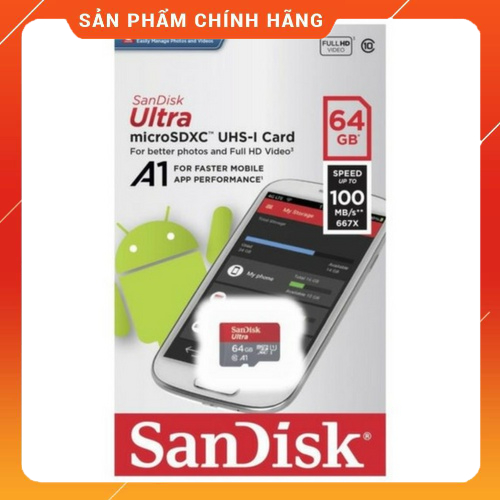 Thẻ Nhớ MicroSD SanDisk Ultra 64GB 100MB/s - Hàng Chính Hãng
