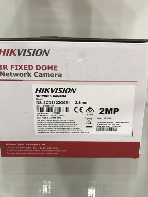 Camera IP Dome hồng ngoại 2.0 Megapixel HIKVISION DS-2CD1123G0E-I