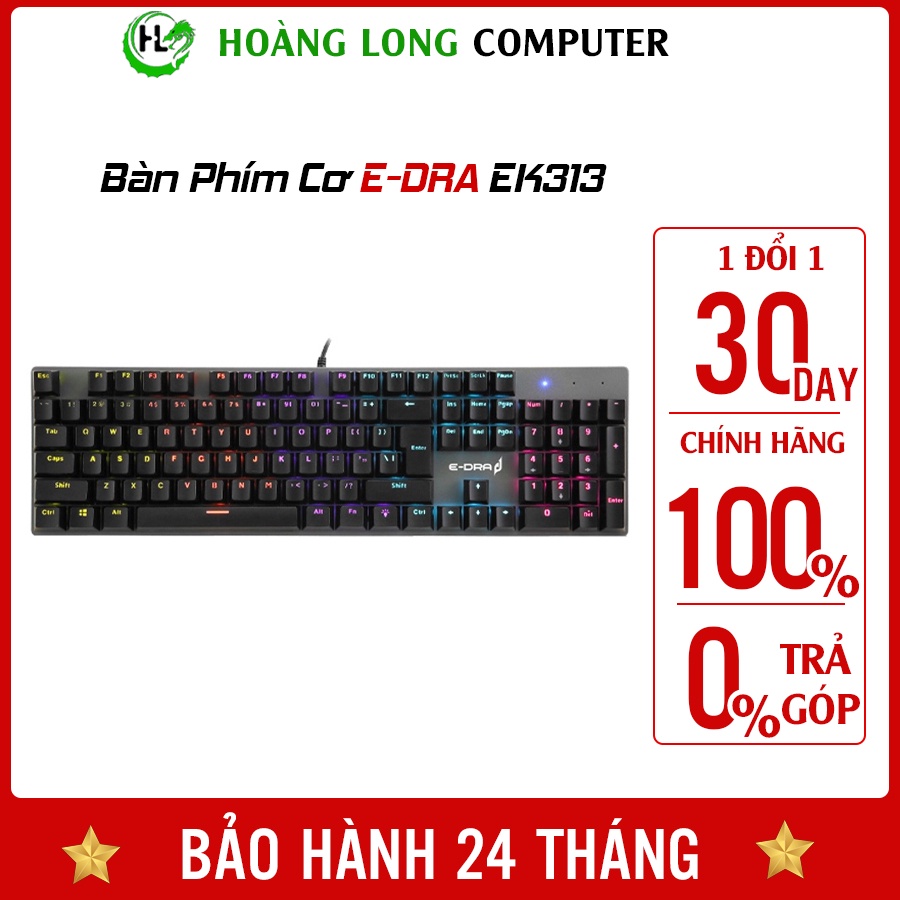 Bàn Phím Chơi Game Cơ Keyboard Có Dây E-DRA EK313 - Hoàng Long Computer