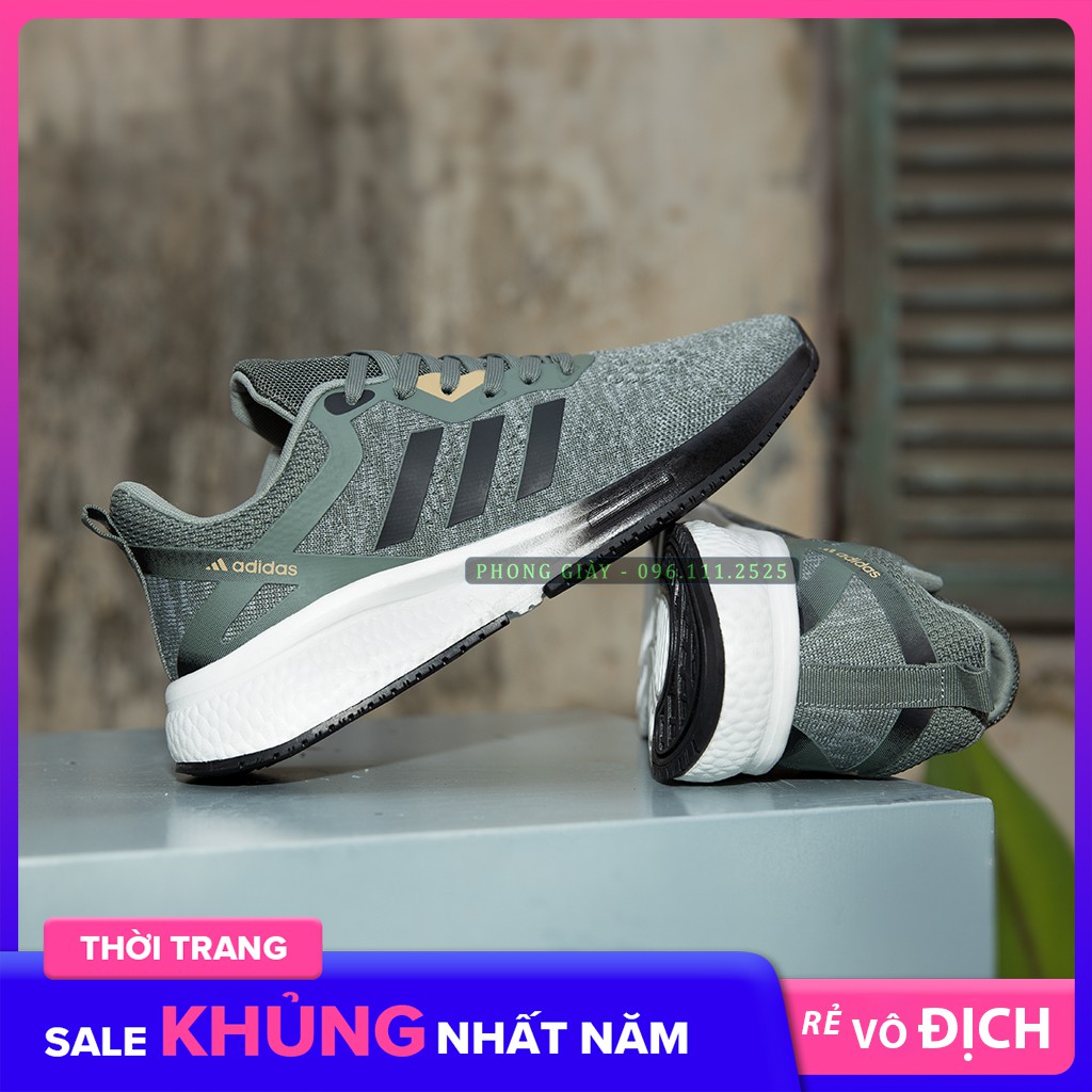 Giày Sneaker Nam D515 Màu Ghi Xanh Rêu