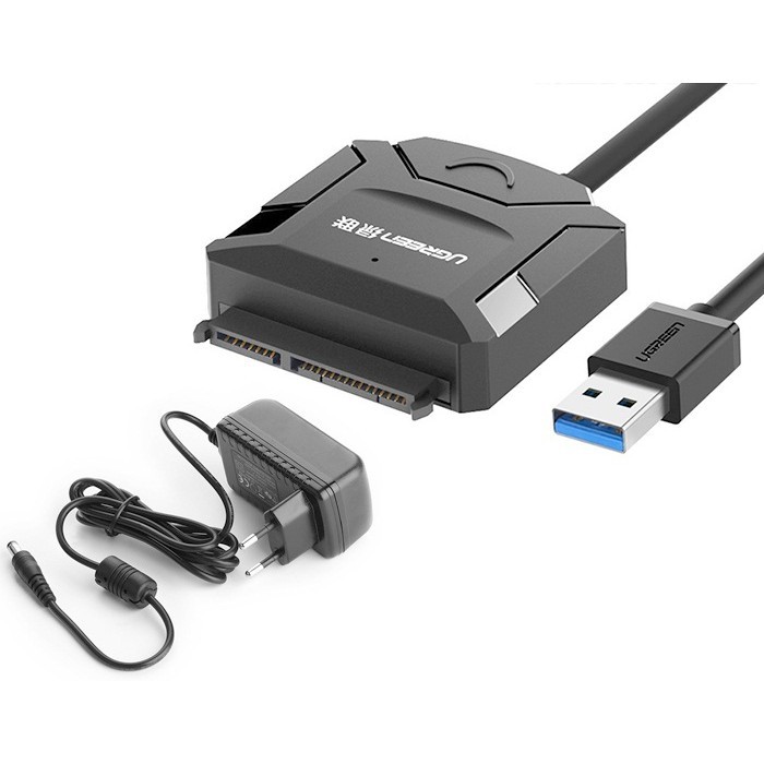 Cáp USB 3.0 to SATA Chính hãng Ugreen 20636 CR108 ( đọc HDD 12TB kèm Adapter 12V 2A)
