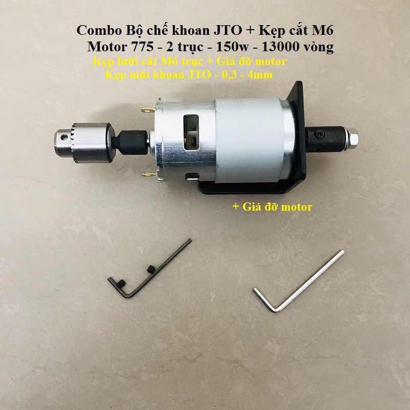 Combo khoan Jto 0,3 - 4mm  và cắt Motor 775 150w 13000 vòng