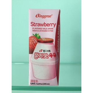 [BINGGRAE] SỮA DÂU HÀN QUỐC 200ML - [빙그레] 딸기맛 우유 200ML