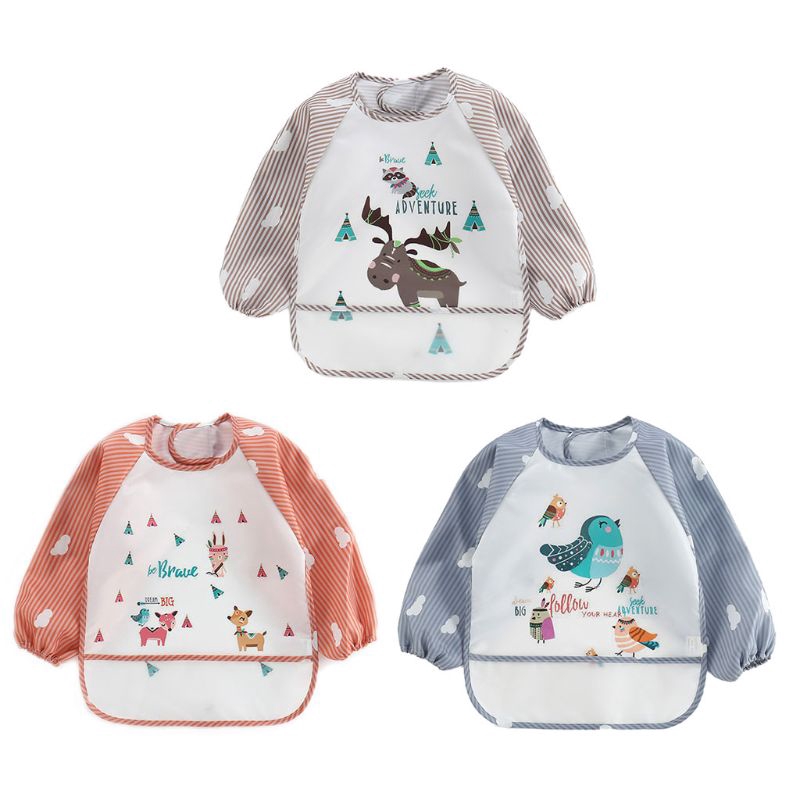 Tạp dề dài tay có túi chống nước cho bé